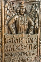 16th century benchend in St Nonna's church