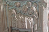 Badingham, St John the Baptist Church, Seven Sacrament font - Extreme Unction panel