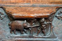 Beverley, St Mary's Church, Misericord of boar hunting