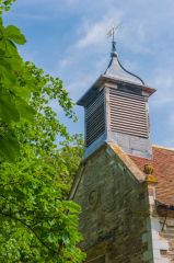 Weatherboarded west tower