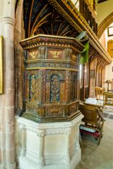 The beautifully crafted Jacobean pulpit