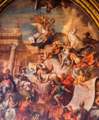 The entrance hall ceiling, by John Thornhill