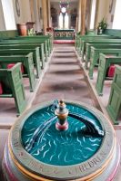 Boynton, St Andrew's Church, Font and nave view