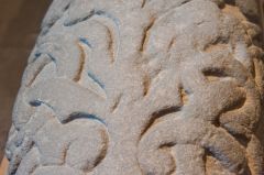 Carving detail on the hogback grave slab