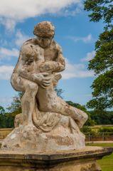 A classical statue in the rear garden