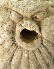 Fierce animal head carving detail