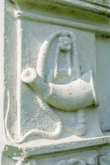 Hunting horn on John Peel's grave stone