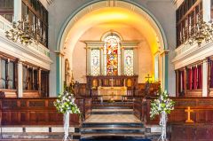 The chancel arch and view to the altar