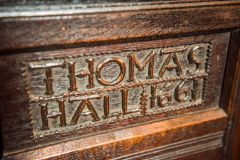 1661 carving on a box pew