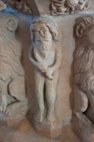 Chediston, St Mary's Church, Woodwose on font base