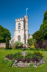 The west tower from the grounds of Chenies manor