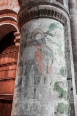 Romanesque nave pillar and wall painting