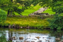The River Tyne and bridge abutments