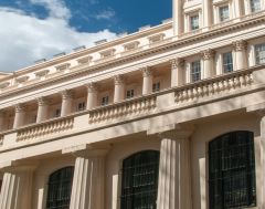 Neo-classical columns on the house exterior