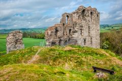 Ruined walls on top of the castle mound
