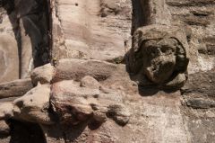 Worn carving by the west door