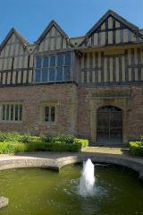 Garden fountain behind Coughton Court