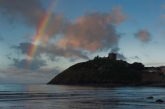 A rainbow over Criccieth Castle