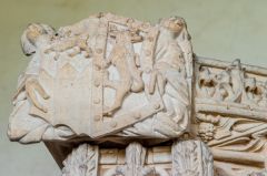 Croft Castle Church, Heraldic carving on the Croft tomb