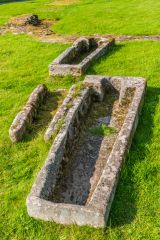 Coffins near the church altar