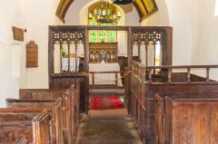 Looking down the aisle to the chancel screen
