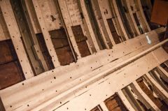 Metal ribs and planking, cargo deck