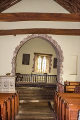 The skewed chancel arch and east window