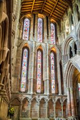 Stained glass windows in the transept