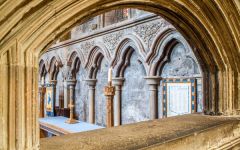 A view of the high altar through a tomb niche