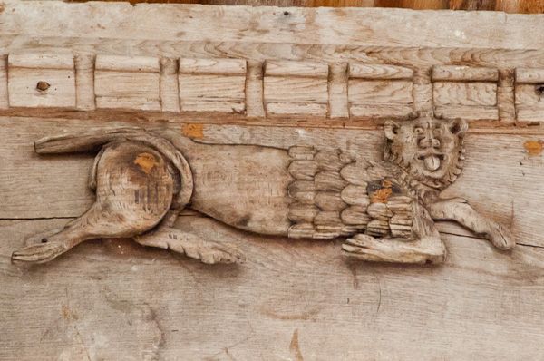 Denston, St Nicholas Church photo, Lion carving