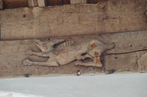 Denston, St Nicholas Church photo, Medieval hare carving