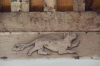 Denston, St Nicholas Church, Hound carving