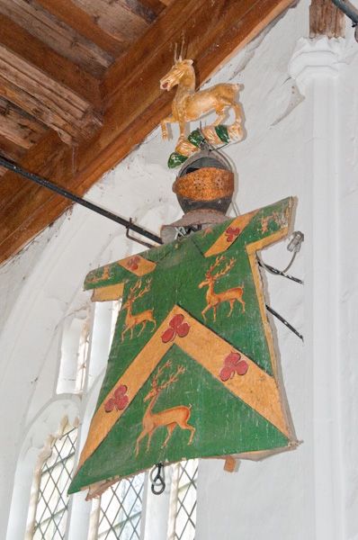 Denston, St Nicholas Church photo, Tabard and funerary helmet