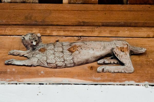 Denston, St Nicholas Church photo, Beast carving on wall plate