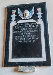 Catherine Williams memorial, 1744