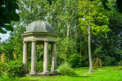 A neoclassical temple in the woodland garden