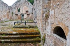 Church interior and stoup