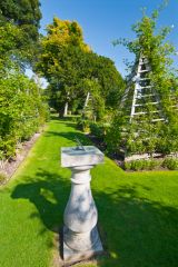 A sundial and garden walk