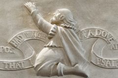 East Knoyle, St Mary's Church, Closeup of Dr Wren figure