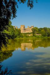 The house reflected in the lake