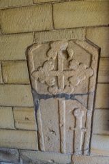 Medieval grave slab in the porch