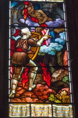 Elstow Abbey, Detail from The Holy War window, north aisle