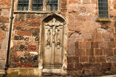 Exeter, St Olave's Church, The WWI memorial, set into a medieval doorway