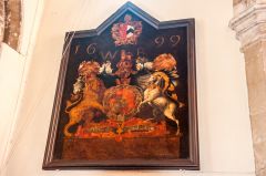 Exeter, St Olave's Church, William III coat of arms, 1699