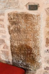 Exeter, St Pancras Church, Anne Salter grave slab, 1606