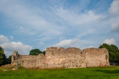 The castle walls and moat from the west