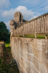 The west retaining wall showing excavation marks