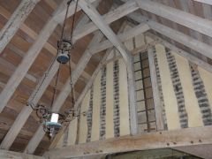 The timber-framed interior construction