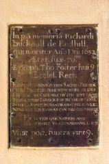 Farway, St Michael & All Angels Church, Memorial plaque to Richard Bucknoll, 1632