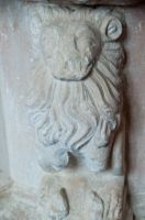 Gisleham, Holy Trinity Church, Lion carving on font